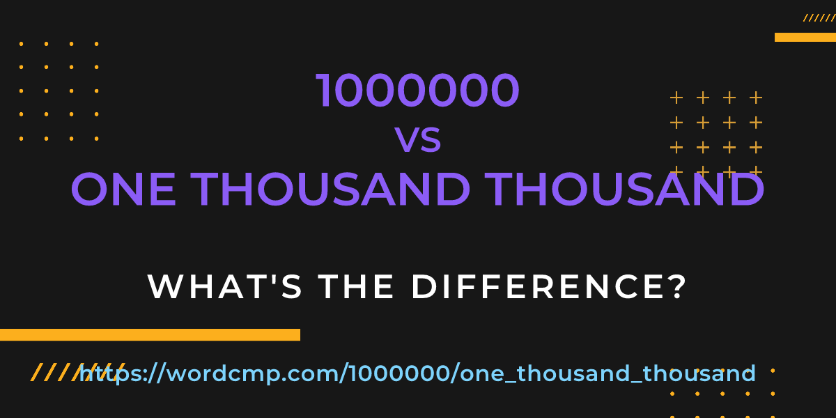 Difference between 1000000 and one thousand thousand