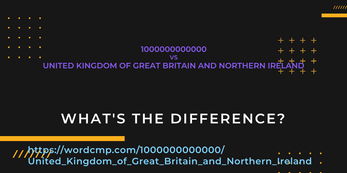 Difference between 1000000000000 and United Kingdom of Great Britain and Northern Ireland