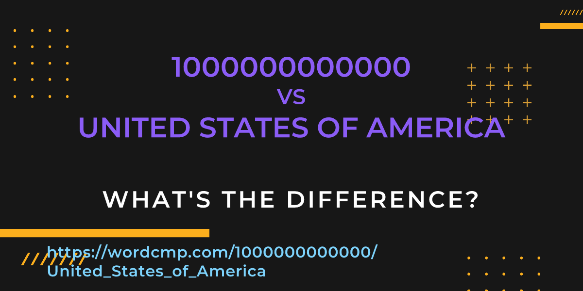 Difference between 1000000000000 and United States of America