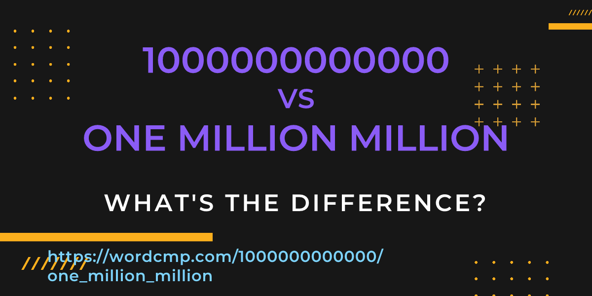 Difference between 1000000000000 and one million million
