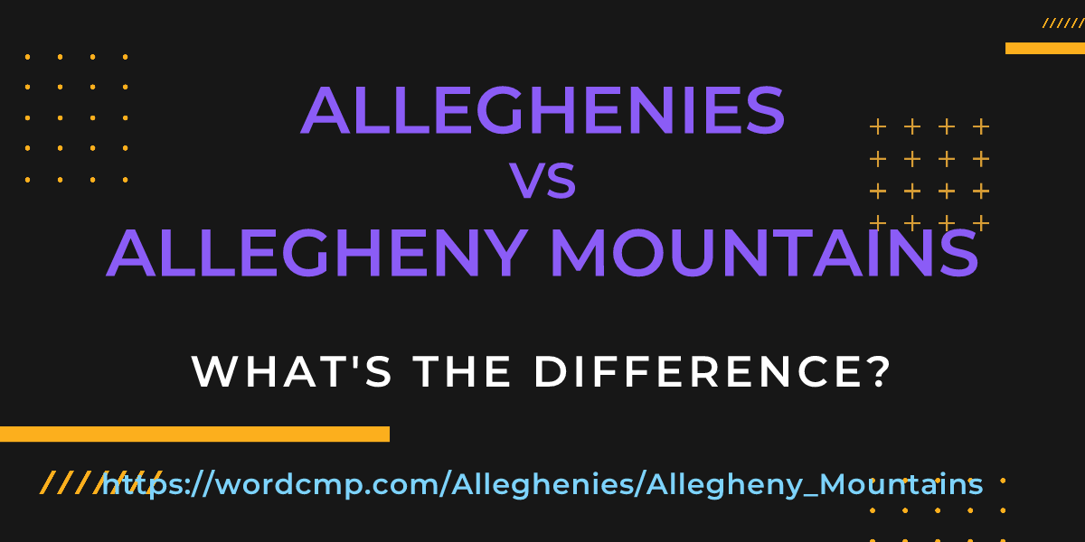 Difference between Alleghenies and Allegheny Mountains