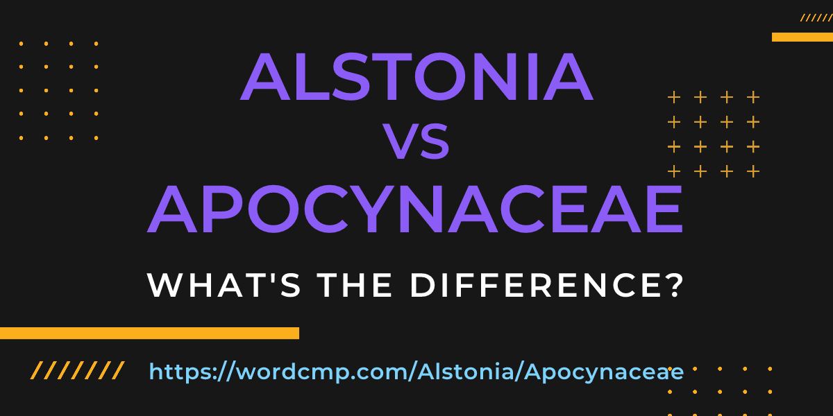 Difference between Alstonia and Apocynaceae