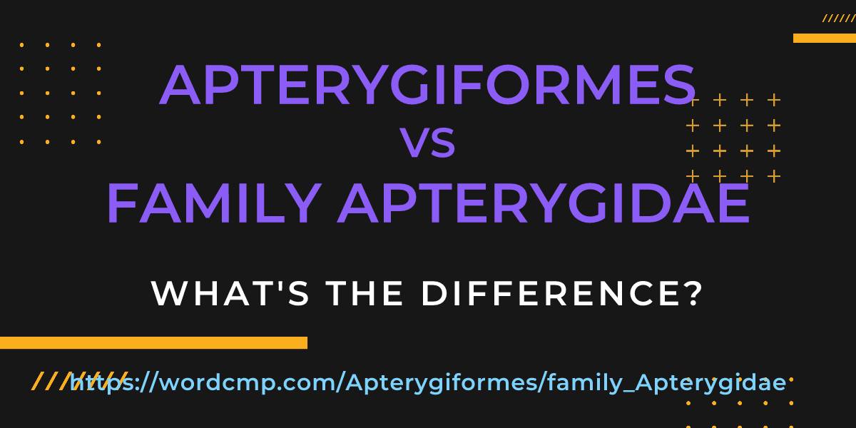 Difference between Apterygiformes and family Apterygidae