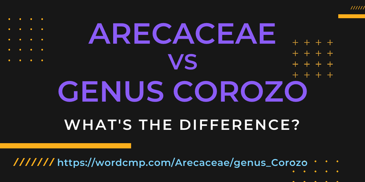 Difference between Arecaceae and genus Corozo