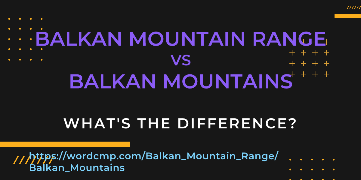Difference between Balkan Mountain Range and Balkan Mountains