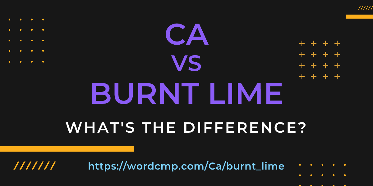 Difference between Ca and burnt lime