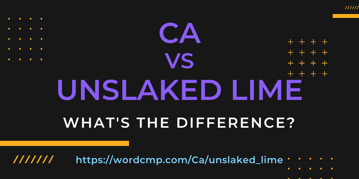 Difference between Ca and unslaked lime