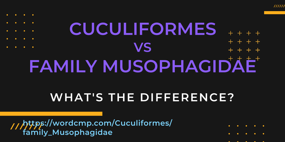 Difference between Cuculiformes and family Musophagidae