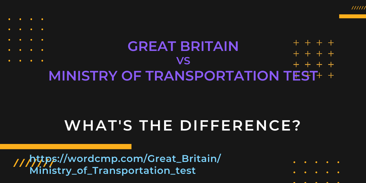 Difference between Great Britain and Ministry of Transportation test