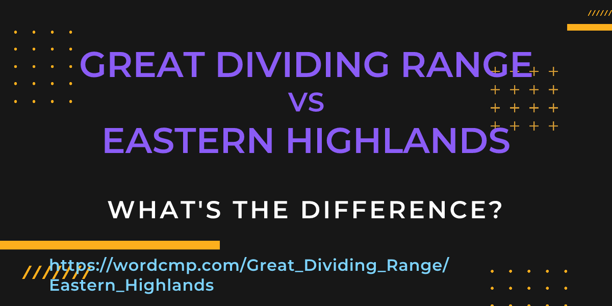 Difference between Great Dividing Range and Eastern Highlands
