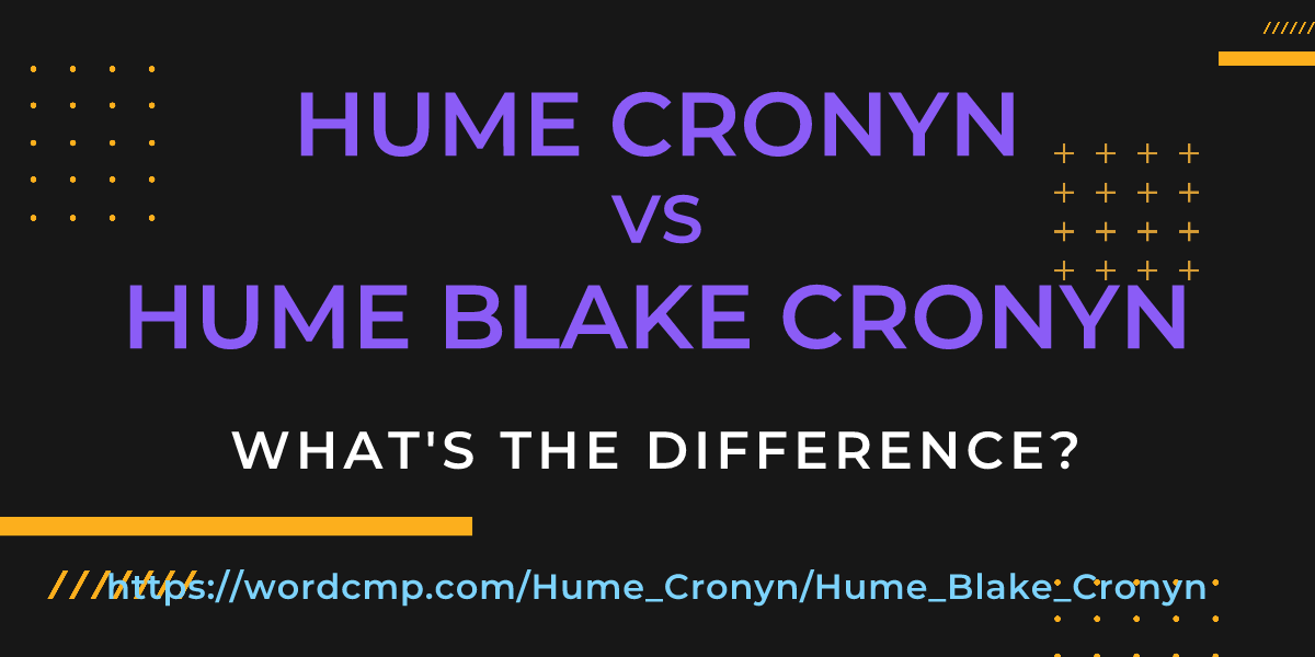 Difference between Hume Cronyn and Hume Blake Cronyn