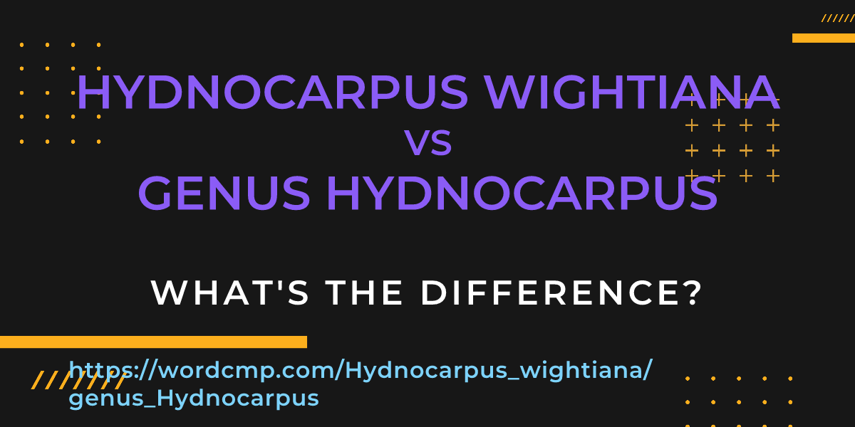 Difference between Hydnocarpus wightiana and genus Hydnocarpus
