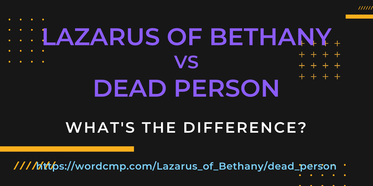 Difference between Lazarus of Bethany and dead person