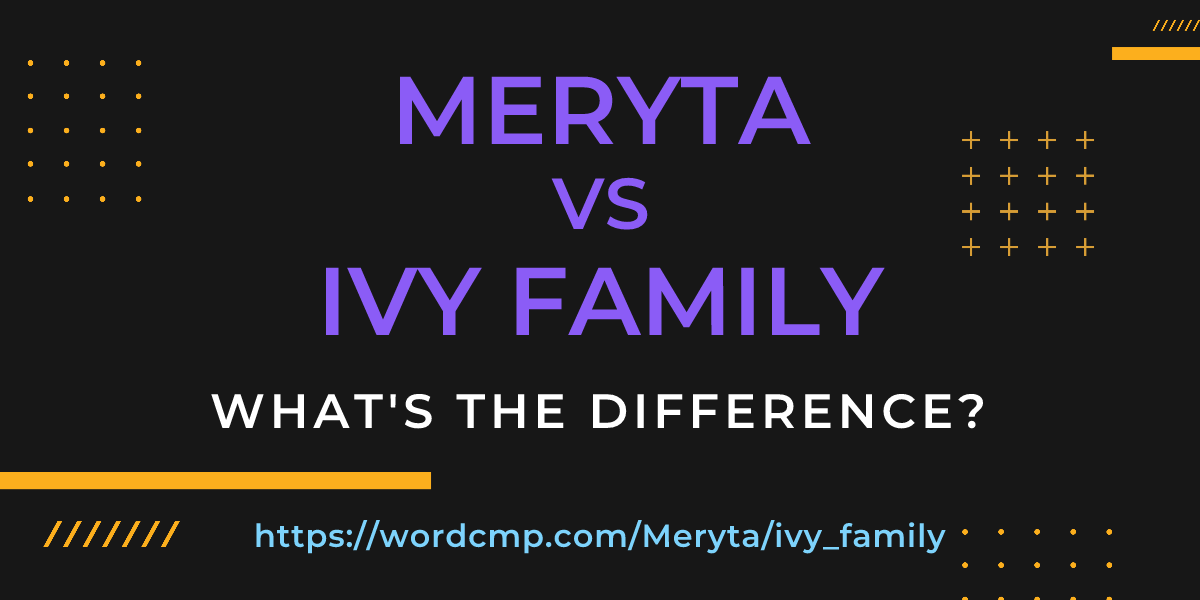 Difference between Meryta and ivy family