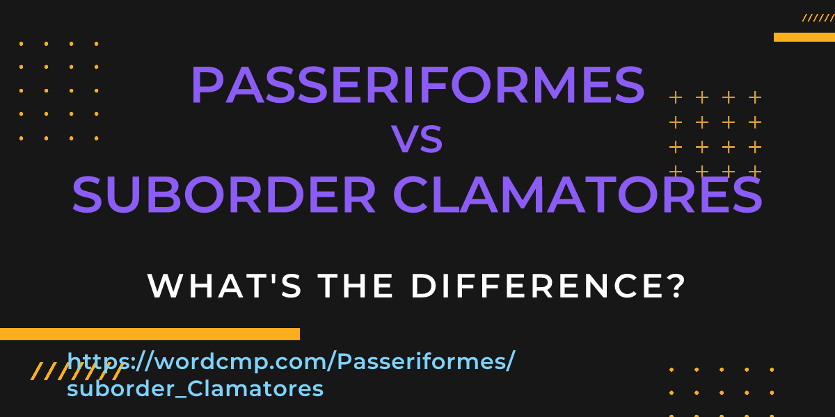 Difference between Passeriformes and suborder Clamatores