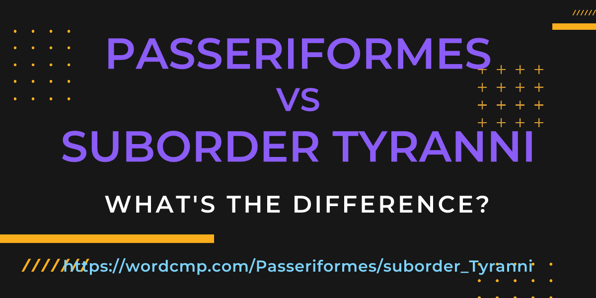 Difference between Passeriformes and suborder Tyranni