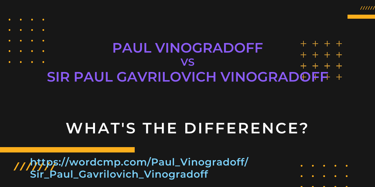 Difference between Paul Vinogradoff and Sir Paul Gavrilovich Vinogradoff