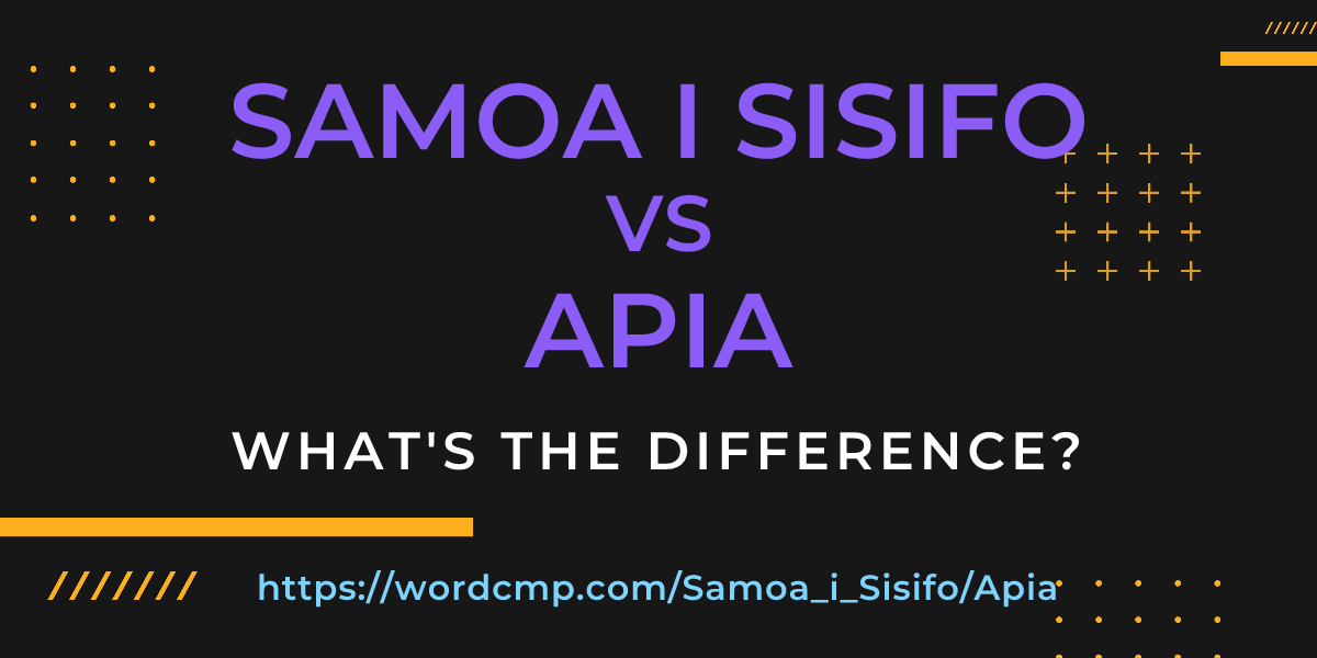 Difference between Samoa i Sisifo and Apia