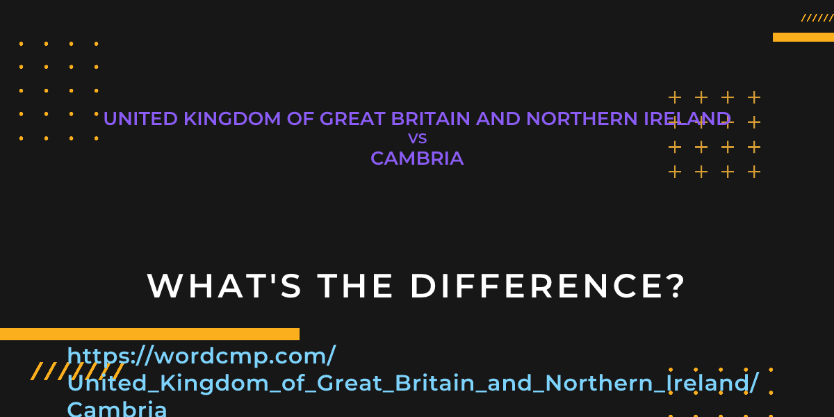 Difference between United Kingdom of Great Britain and Northern Ireland and Cambria