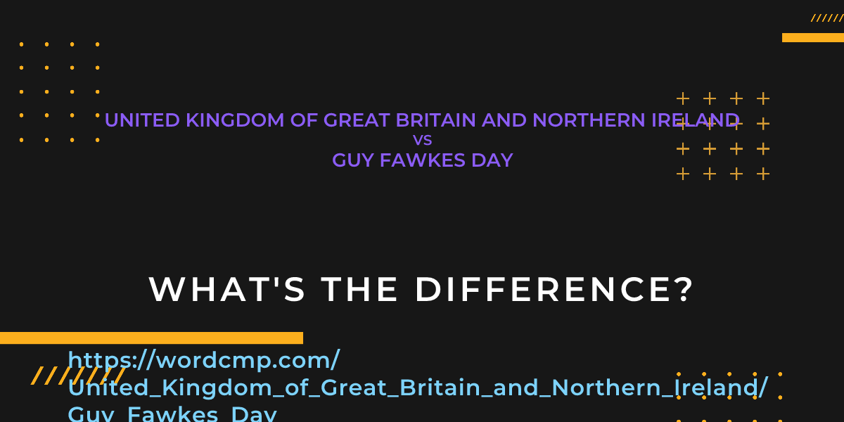 Difference between United Kingdom of Great Britain and Northern Ireland and Guy Fawkes Day