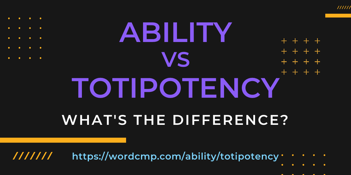 Difference between ability and totipotency