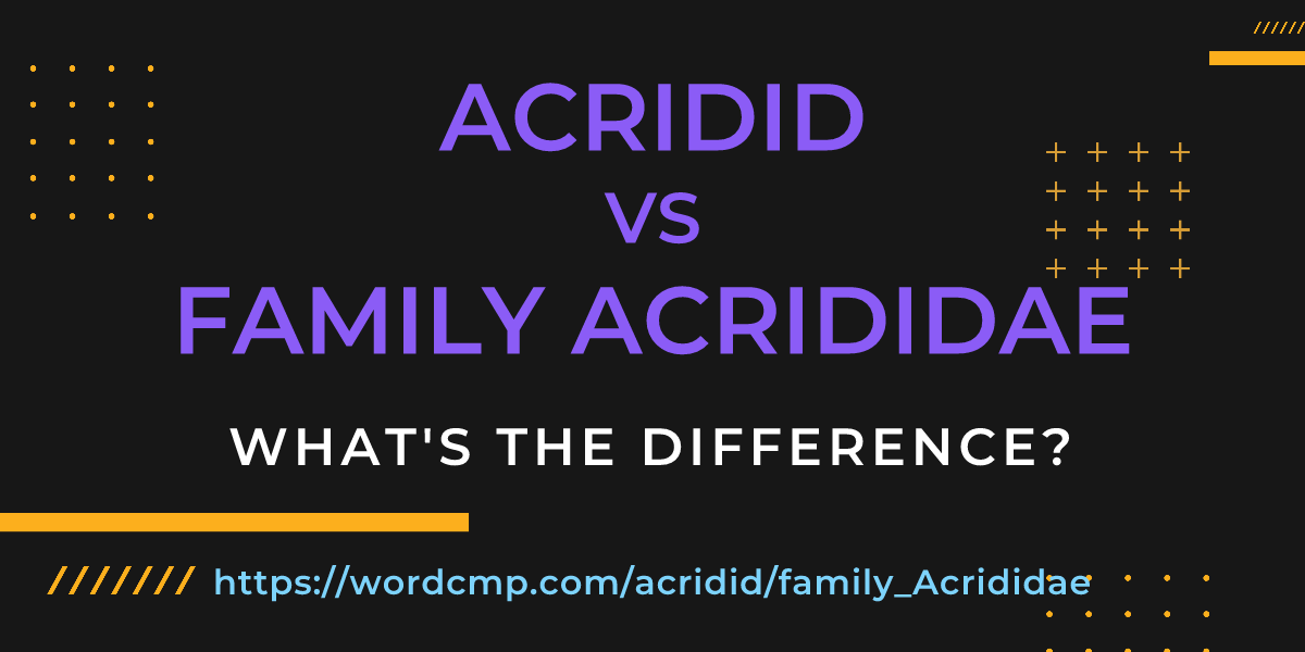 Difference between acridid and family Acrididae