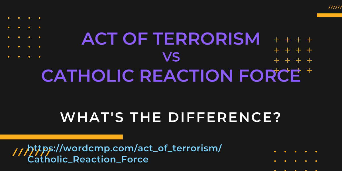 Difference between act of terrorism and Catholic Reaction Force