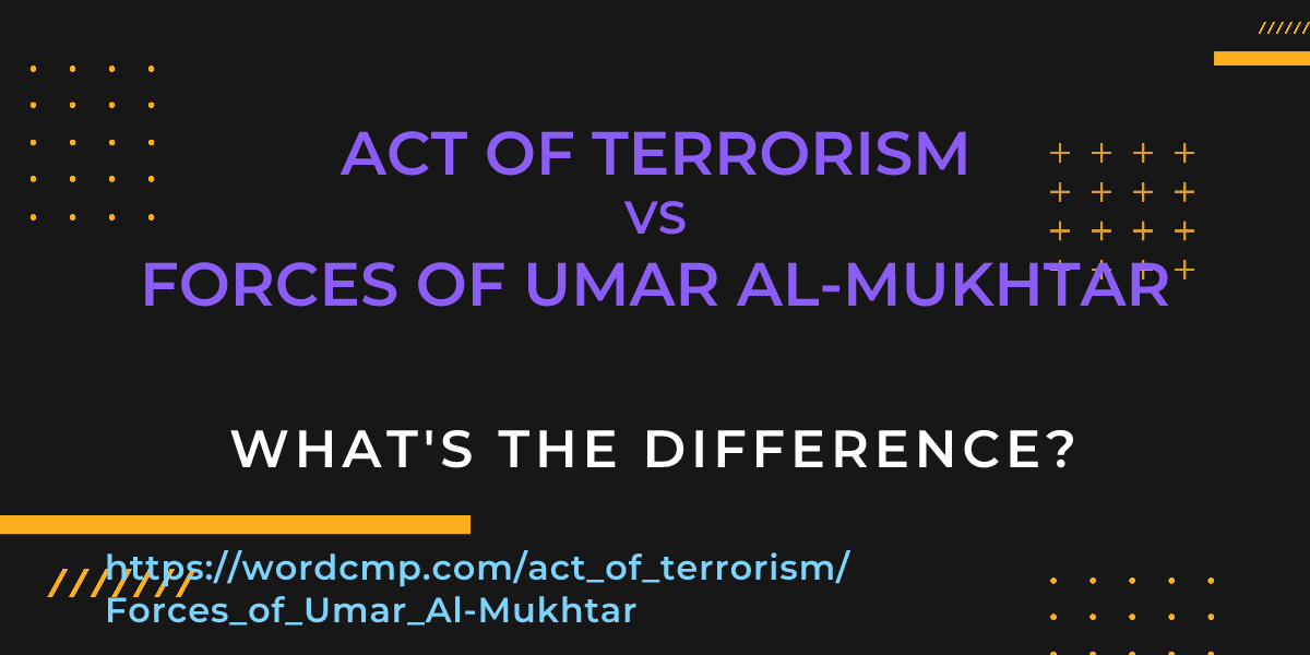 Difference between act of terrorism and Forces of Umar Al-Mukhtar