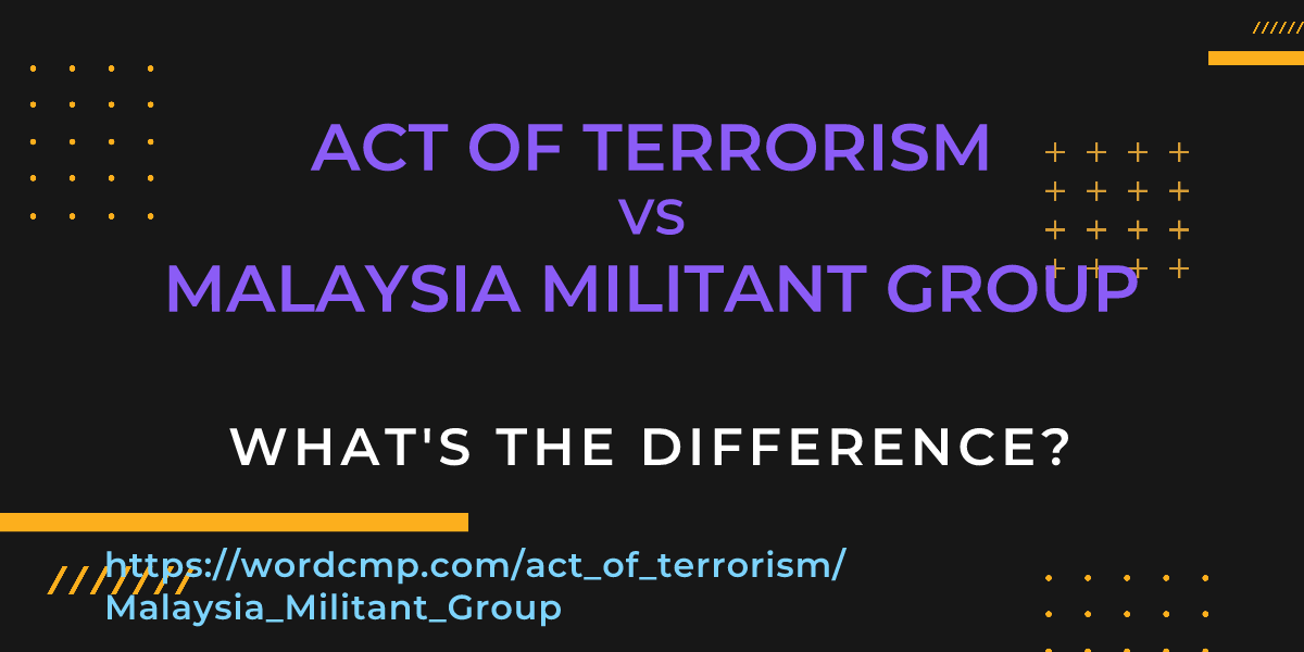 Difference between act of terrorism and Malaysia Militant Group