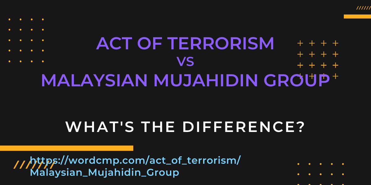 Difference between act of terrorism and Malaysian Mujahidin Group