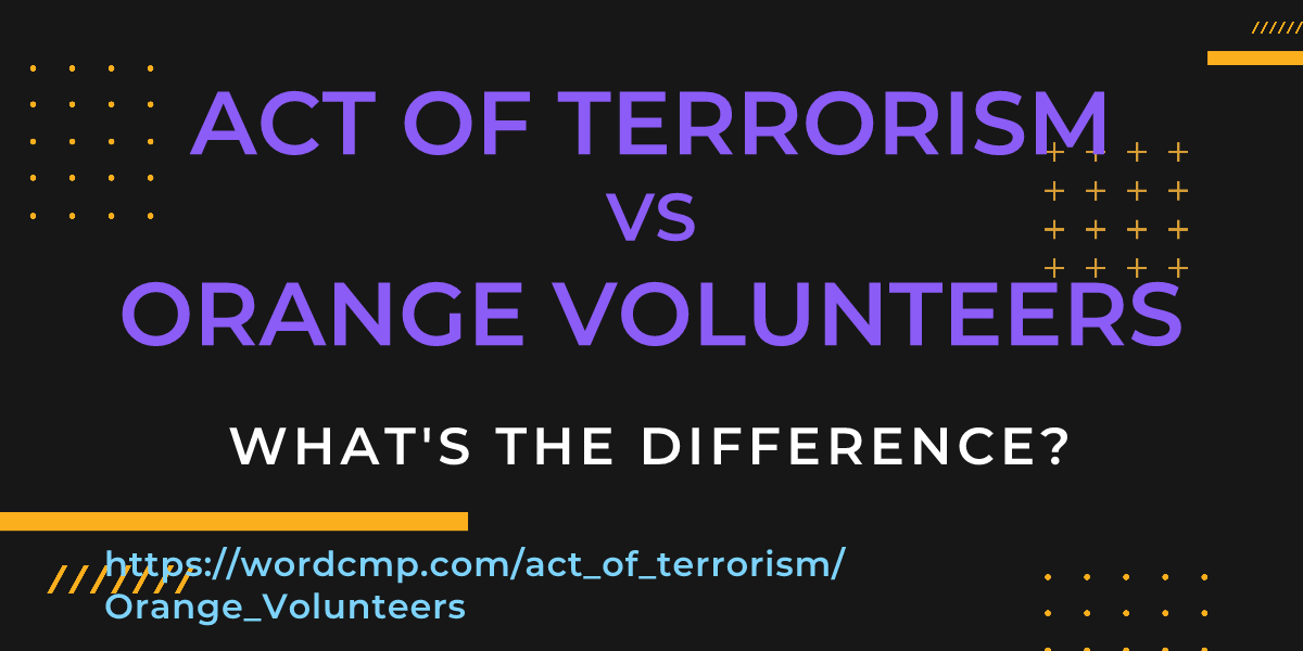 Difference between act of terrorism and Orange Volunteers