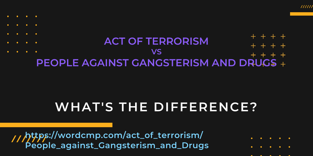 Difference between act of terrorism and People against Gangsterism and Drugs