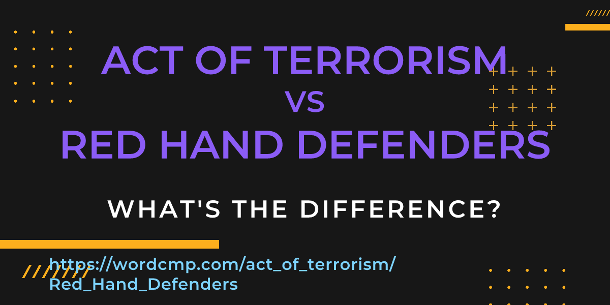 Difference between act of terrorism and Red Hand Defenders