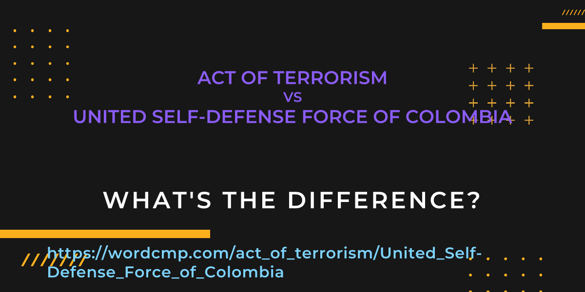 Difference between act of terrorism and United Self-Defense Force of Colombia