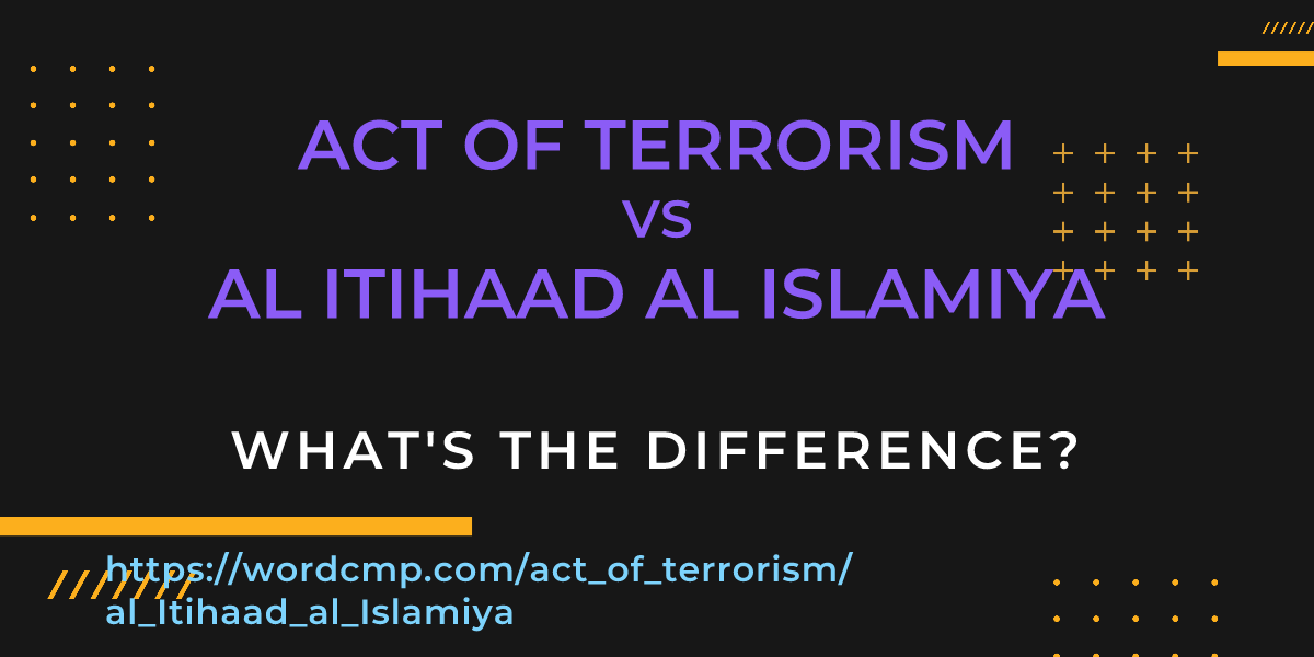Difference between act of terrorism and al Itihaad al Islamiya