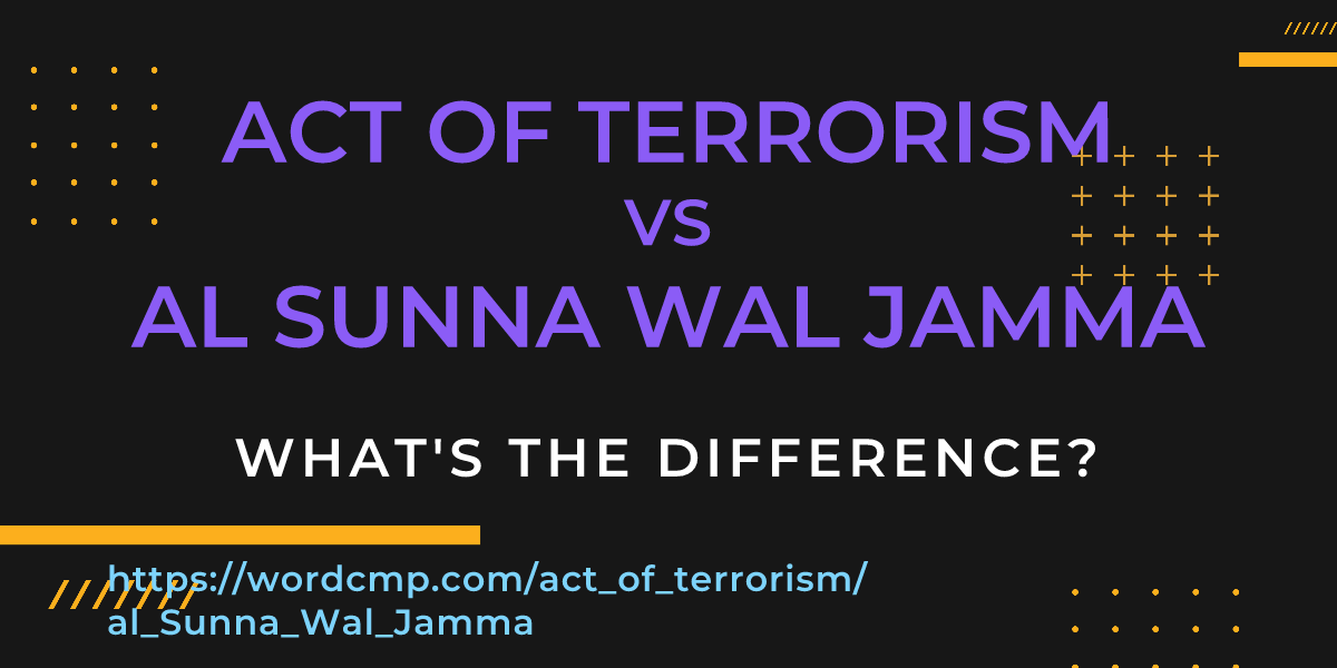 Difference between act of terrorism and al Sunna Wal Jamma