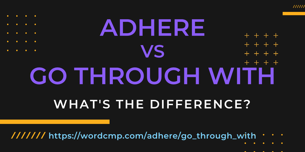 Difference between adhere and go through with