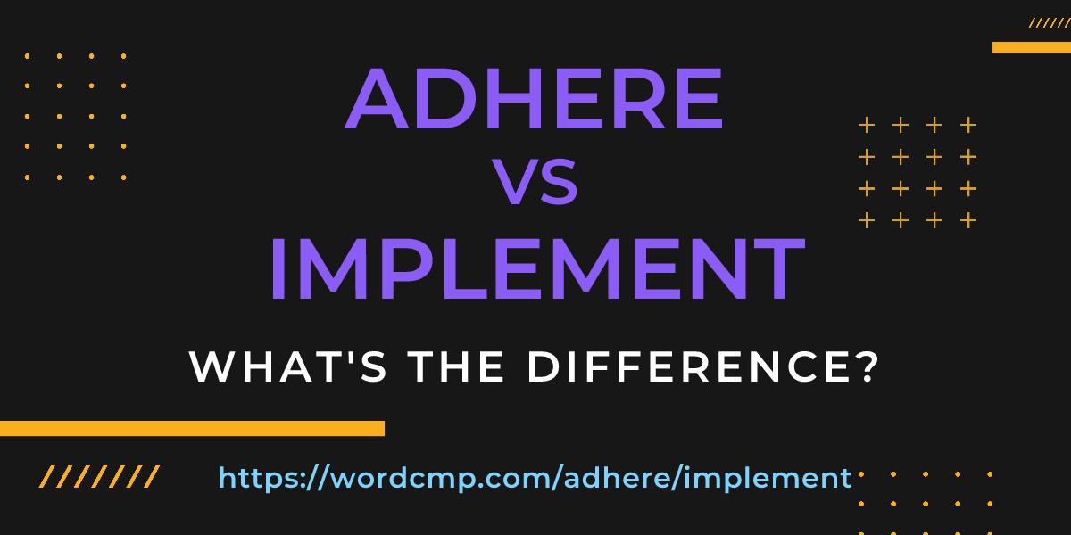 Difference between adhere and implement