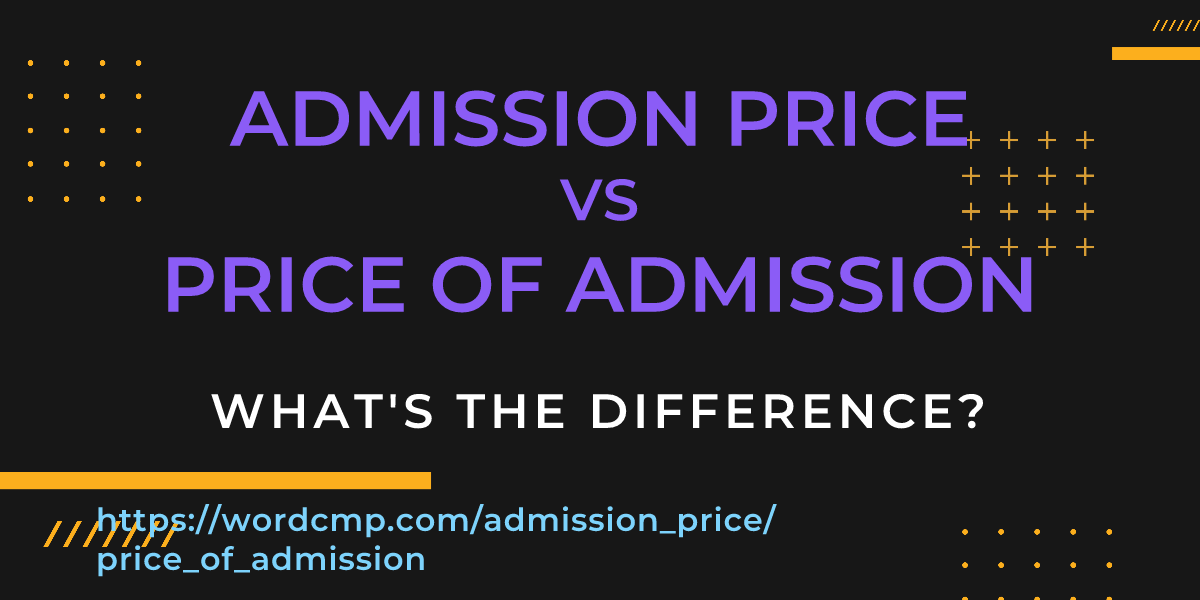 Difference between admission price and price of admission