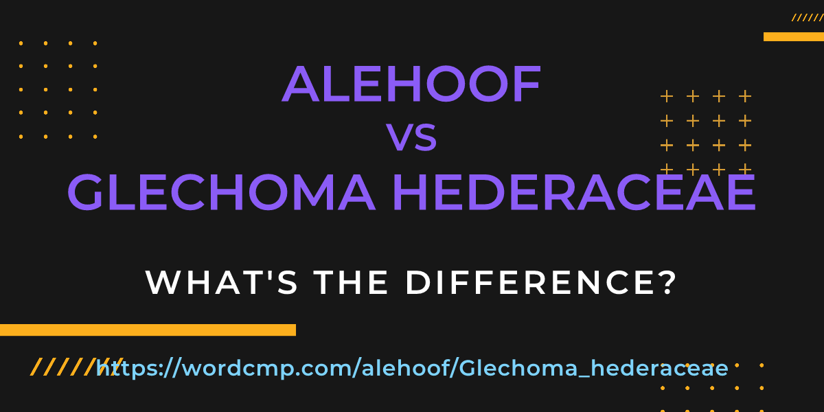 Difference between alehoof and Glechoma hederaceae