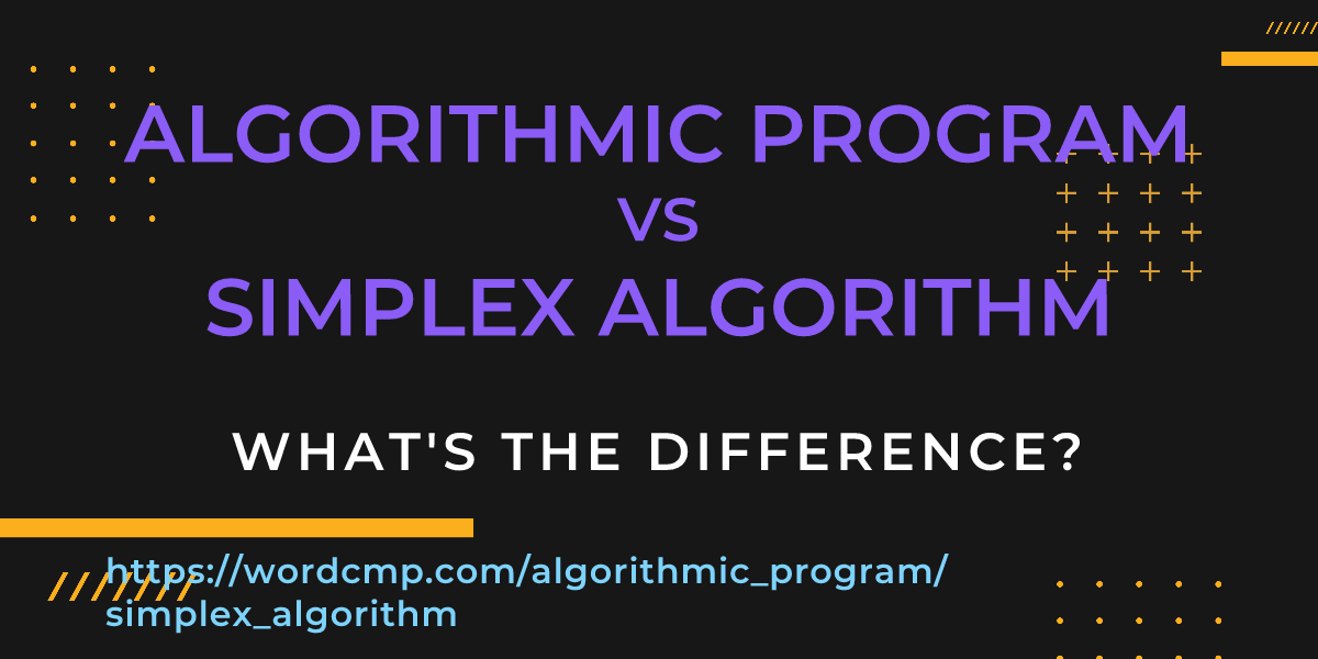 Difference between algorithmic program and simplex algorithm