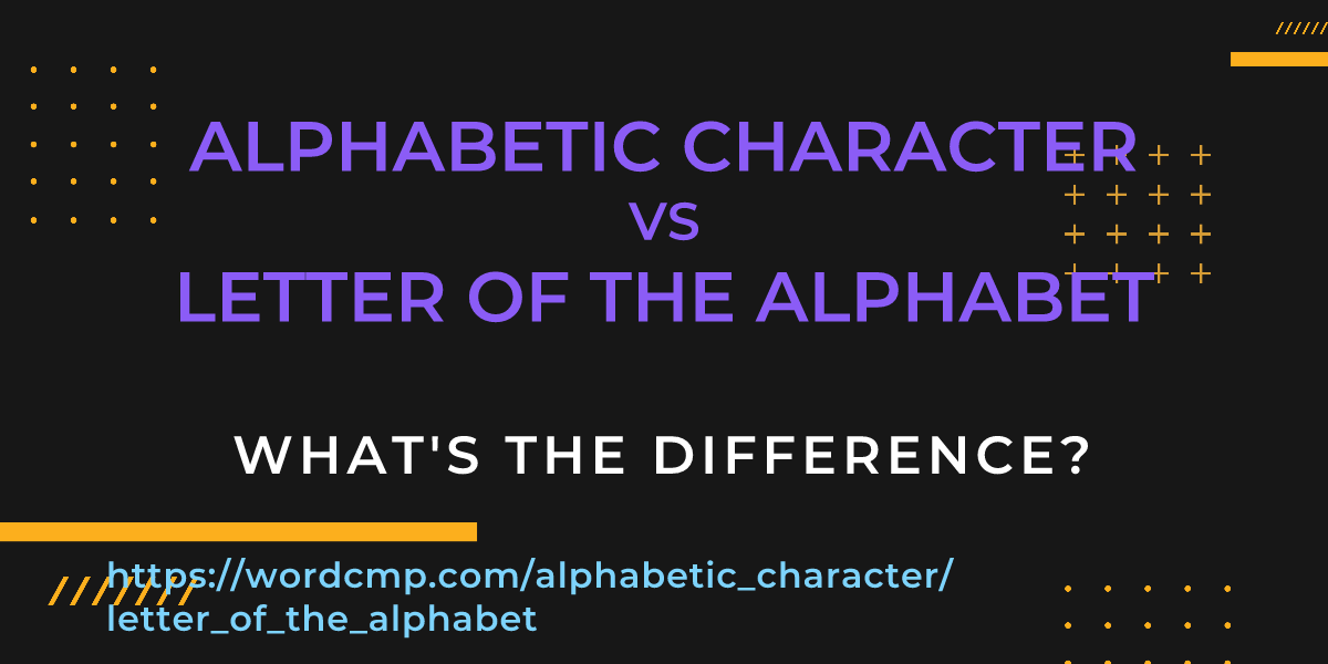 Difference between alphabetic character and letter of the alphabet