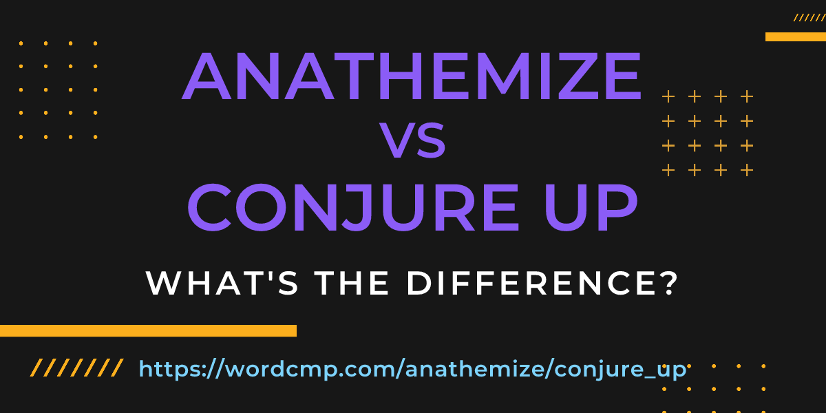 Difference between anathemize and conjure up