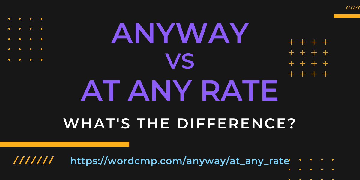Difference between anyway and at any rate