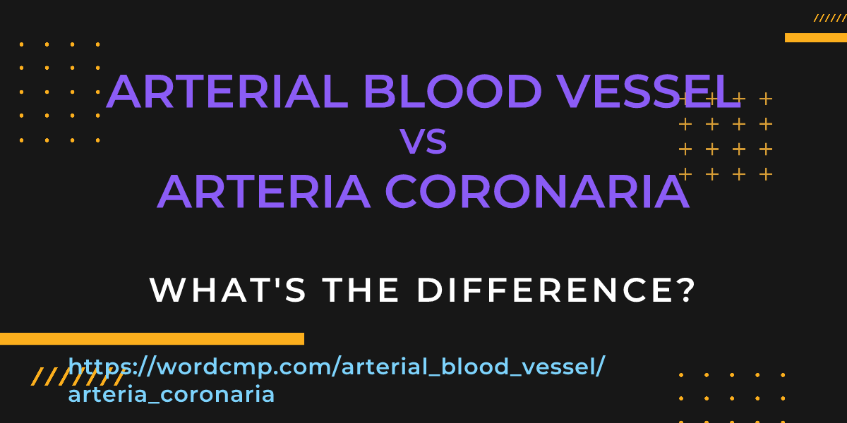 Difference between arterial blood vessel and arteria coronaria