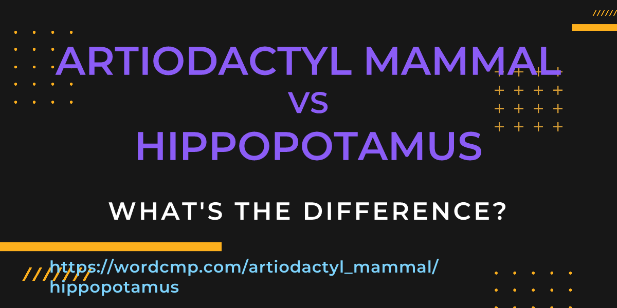 Difference between artiodactyl mammal and hippopotamus