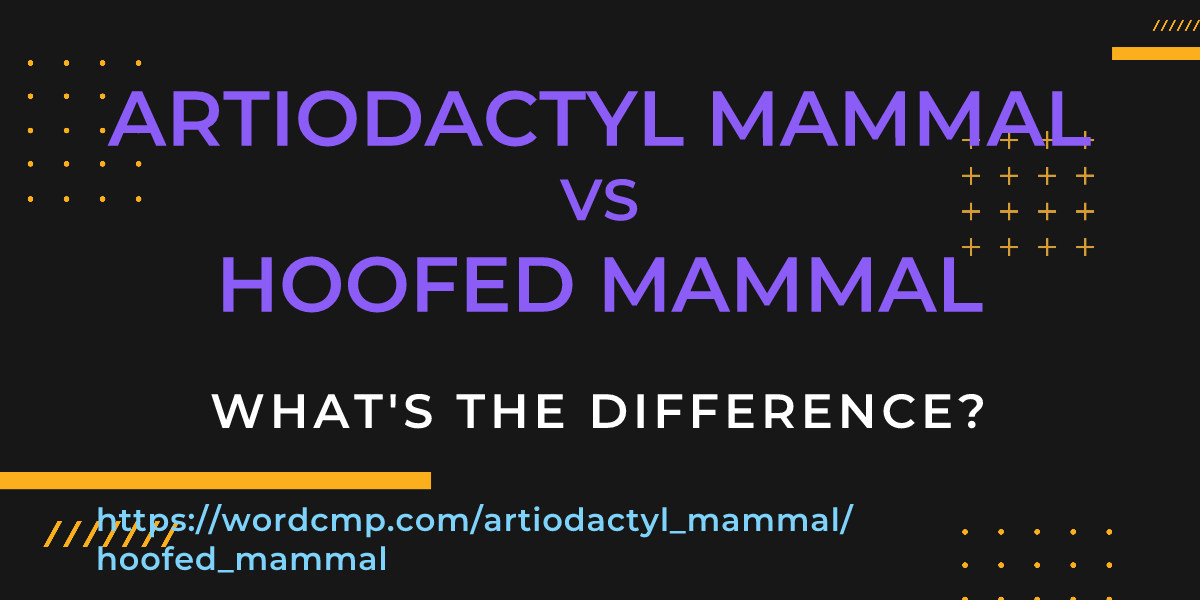 Difference between artiodactyl mammal and hoofed mammal