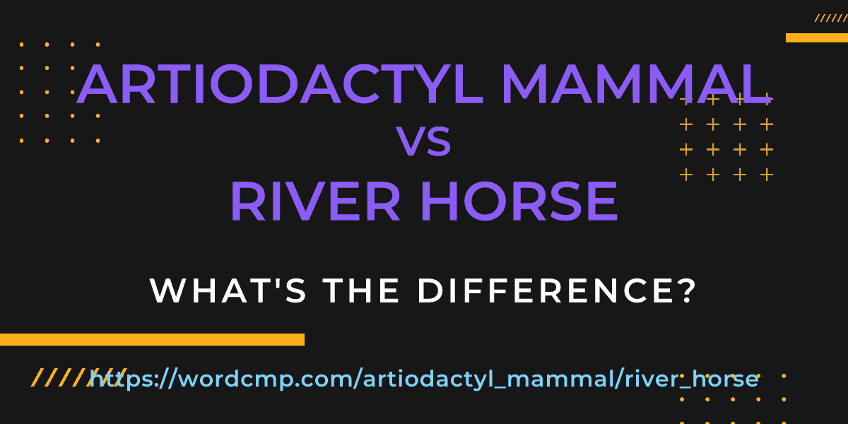Difference between artiodactyl mammal and river horse