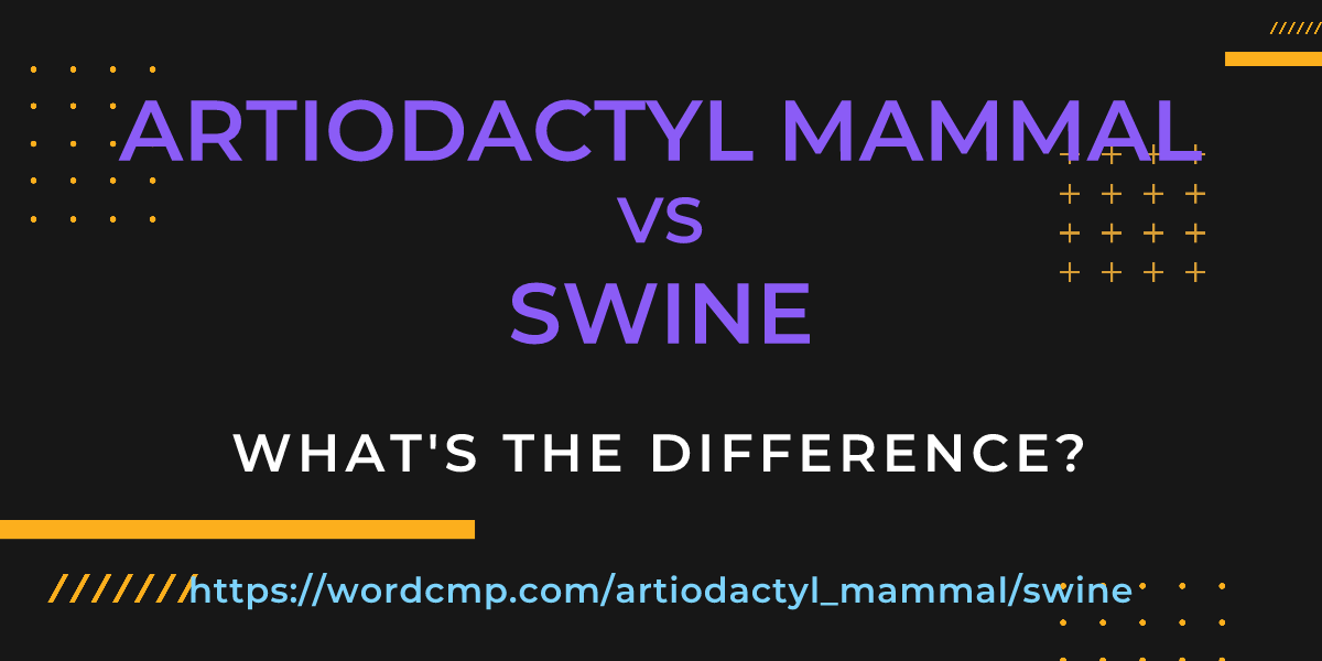 Difference between artiodactyl mammal and swine