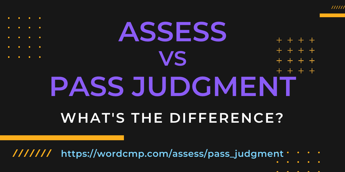 Difference between assess and pass judgment